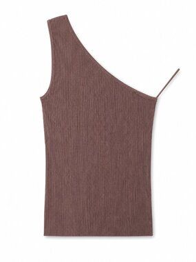 Open Edit Mauve One-Shoulder Ribbed Top XXS NWT
